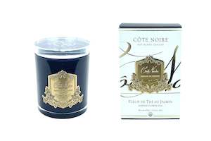 Cote Noire Jasmine Flower Tea Fleur De The Au Jasmin: Cote Noire 450g Candle - Dark Vessel with Gold Badge - Jasmine Flower Tea