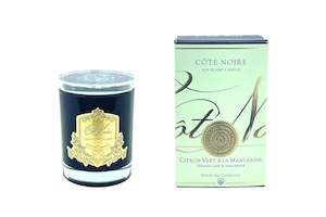 Cote Noire 185g Candle - Dark Vessel with Gold Badge - Persian Lime & Tangerine