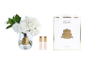 Perfumed Flowers: ** NEW ** Cote Noire Tea Rose & Hydrangeas Bouquet - Clear - White - TRH01