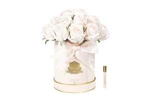 NEW - Cote Noire Hat Box Bouquet - Pink Box with Blush Rose Buds - HBB02