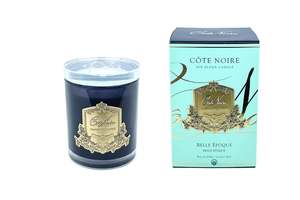 * SAMPLE *  Cote Noire 450g Candle - Dark Vessel with Gold Badge - Belle Epoque