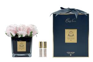 *DISCONTINUED* Cote Noire Couture 9 Rose Buds - Square Black Vase Gold & French &hellip;