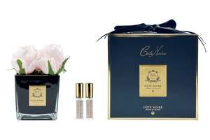 *DISCONTINUED* Cote Noire Couture 4 Rose Buds - Square Black Vase Gold & French &hellip;