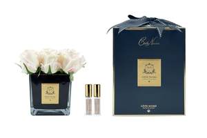 Cote Noire Couture 9 Rose Buds - Square Black Vase Gold & Pink Blush - SVB902