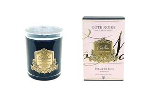 Cote Noire 450g Candle - Dark Vessel with Gold Badge - Rose Petal
