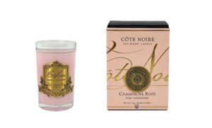 75 G: Cote Noire 75g Candle Pink Vessel with Gold Badge - Pink Champagne - CGG07518P
