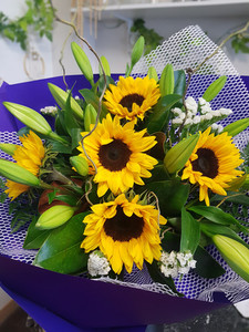 Florist Choice Sunflowers & Lilies Bouquet CountryGardenFlowers