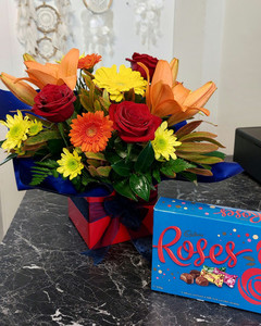 Products: Bright Florist Choice Box with Chocolates CountryGardenFlowers