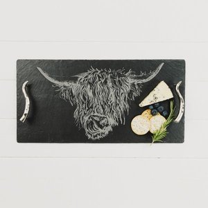 Products: Large Slate Highland Cow Serving Tray – Country Outlook