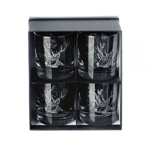 Stag Engraved Glass Tumbler Gift Set (Set of 4) – Country Outlook