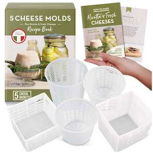 Easy Cheese Making Set – 5 Cheese Molds + Recipe Book