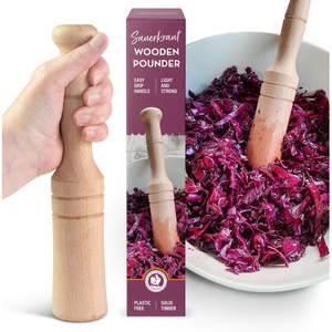 The Gift Collection: Wooden Sauerkraut Pounder with Easy Grip Handle