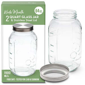 Stockists: Large Glass Jars and Stainless Lids - Pack of 6 (1900ml)