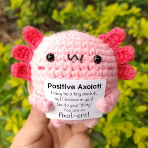 General Animals: Crochet Emotional Support Pink Axolotl