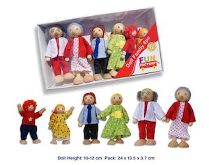 Dolls: FF Wooden Doll Family 6pc