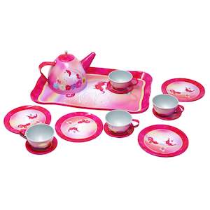PP Unicorn Butterfly 14 Piece Tin Tea Set