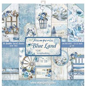 Mini Album Instructions And Paper: Stamperia Blue Land Paper Pad