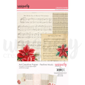 Uniquely Creative Embellishments: UCE2129 : A4 Creative Paper - Festive Music (Home for Christmas)