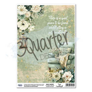 3quarter Designs: Sage Candlelight Rice Paper Sheet (3 Quarters)