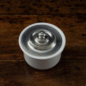 Cosi Tabellini Pewter 1: Italian Pewter Ceramic Sugar Bowl with Lid