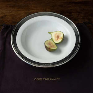 Italian Pewter and Ceramic Soup, Pasta or Dessert Bowl