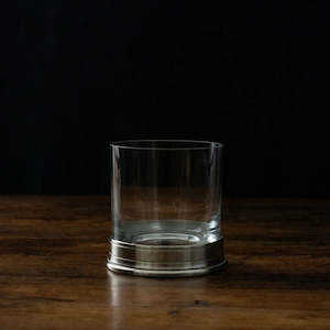 Italian Pewter Large Whiskey or Water Crystal Glass