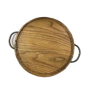 Chef: Elm Meat Chopping Block with lron Handles