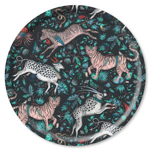 Jamida: Birchwood Tray XL Round | Protea Navy