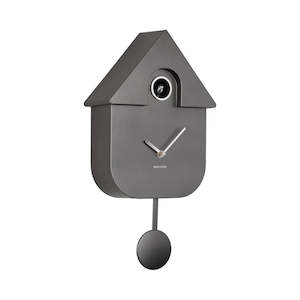 1st Anniversary Gift Guide Paper And Clocks: Modern Cuckoo Clock | Metallic Dark Grey