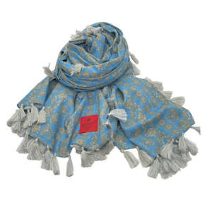 2nd Anniversary Gift Guide Cotton And China: Cotton Voile Scarf | Soft Water | Colony Blue