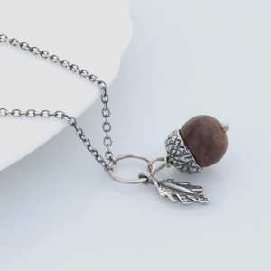 5th Anniversary Wood And Silverware: Louise Douglas | Acorn Necklace | Wooden
