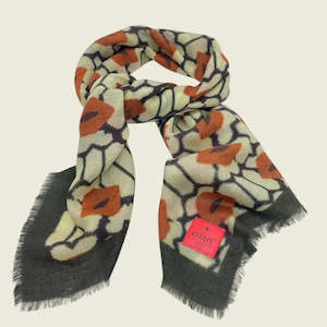 Cashmere Wool Scarf | Geometric Print | Tawny Port