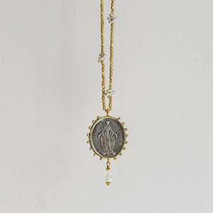 8th Anniversary Bronze And Linen Lace: Monstra Necklace
