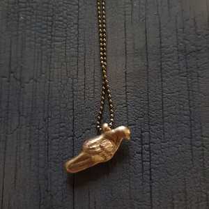 8th Anniversary Bronze And Linen Lace: Bronze Bird Charm Necklace