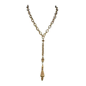 Regal Pendant on Textured Link Chain | Gold Alloy