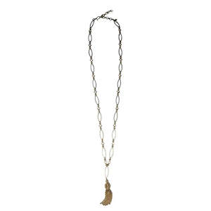 10th Anniversary Aluminium Tin And Jewellery: Marquise Chain Tassel Necklace | Gold Alloy