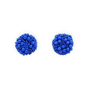 10th Anniversary Aluminium Tin And Jewellery: Royal Blue Beaded Cluster Stud Earrings