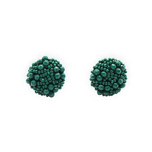 10th Anniversary Aluminium Tin And Jewellery: Emerald Beaded Cluster Stud Earrings