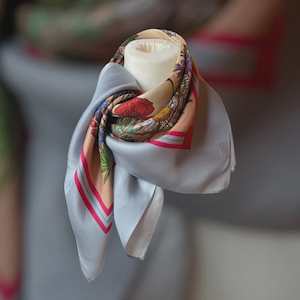 Erfurt Scarves: Silk Scarf | Blue Garden | Dusty Blue