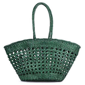3rd Anniversary Leather And Crystal: Manarola Open Weave Leather Shopper