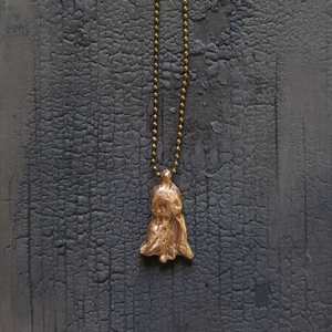 8th Anniversary Bronze And Linen Lace: Bronze Flower Charm Necklace