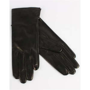 3rd Anniversary Leather And Crystal: Italian Leather Silk Lined Gloves | 2394 Black