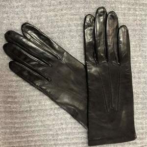 3rd Anniversary Leather And Crystal: Italian Leather Wool Lined Gloves | 2362W Black