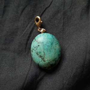 8th Anniversary Bronze And Linen Lace: Emma Cunningham | Turquoise Amulet Necklace