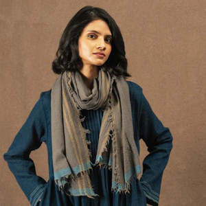 8th Anniversary Bronze And Linen Lace: Wool Scarf | Gunmetal