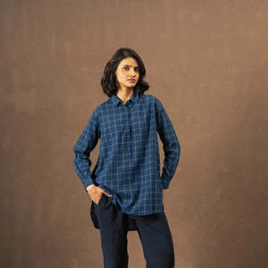Dve Clothing: Valerie Cotton Check Shirt | Indigo