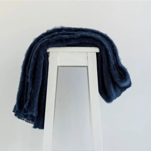New Zealand Made Throws Blankets: Mohair Throw | Navy
