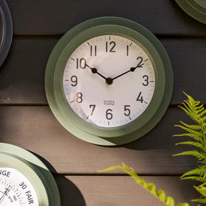 Tenby Clock 22cm | Steel Thistle Green