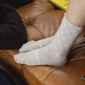 Lamington Socks: Women's Merino Roll Top Crew Socks | Mushroom