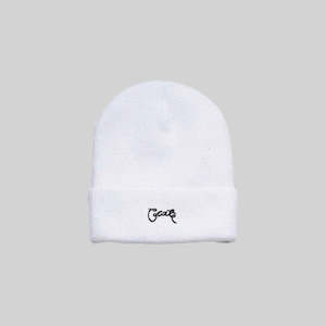 Beanies: Unisex Scripted Beanie White